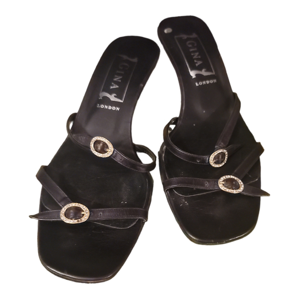 Gina Strappy Kitten Heel Made In London Rare Sandal